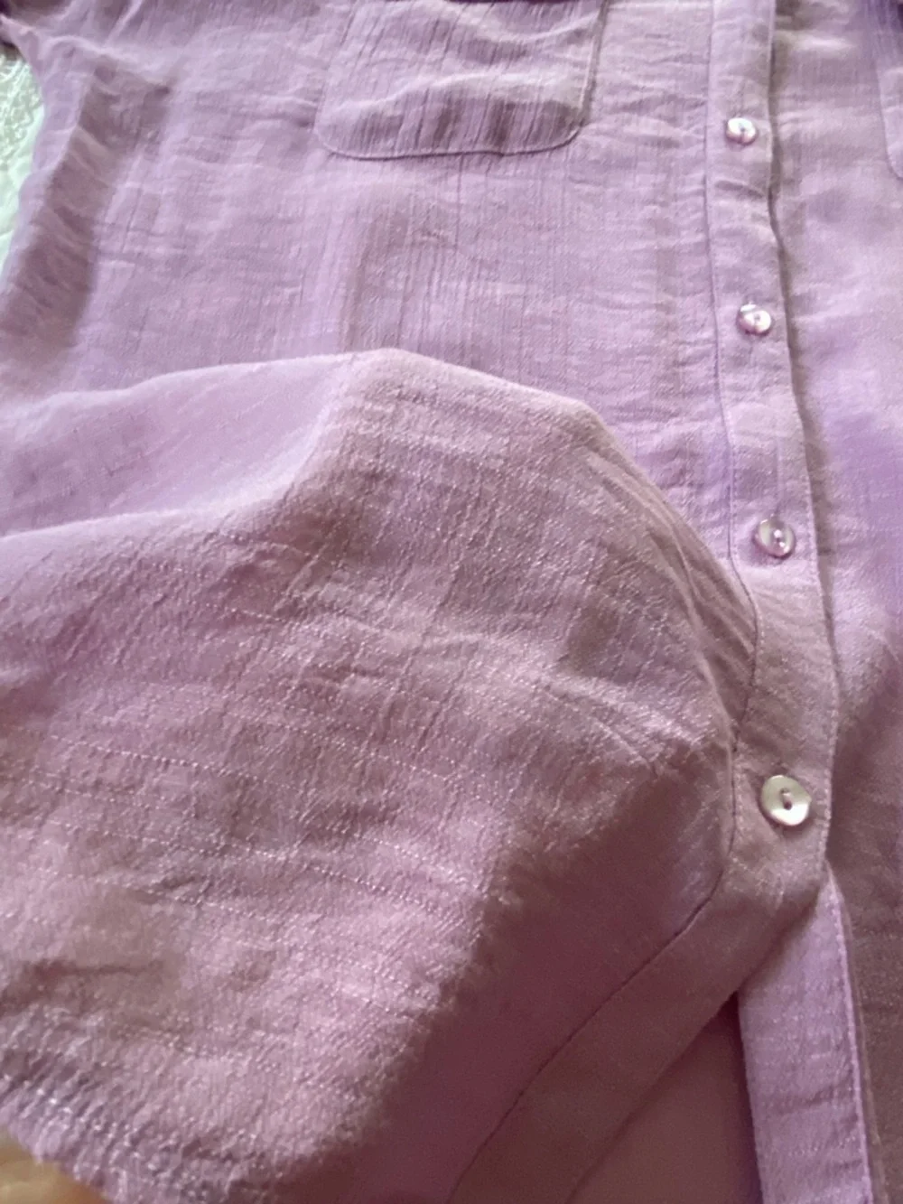 Ashley Blue Lavender Gauzy Textured Blouse Size Large - Picture 9 of 12